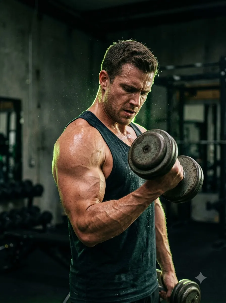 Dumbbell curl for muscle building