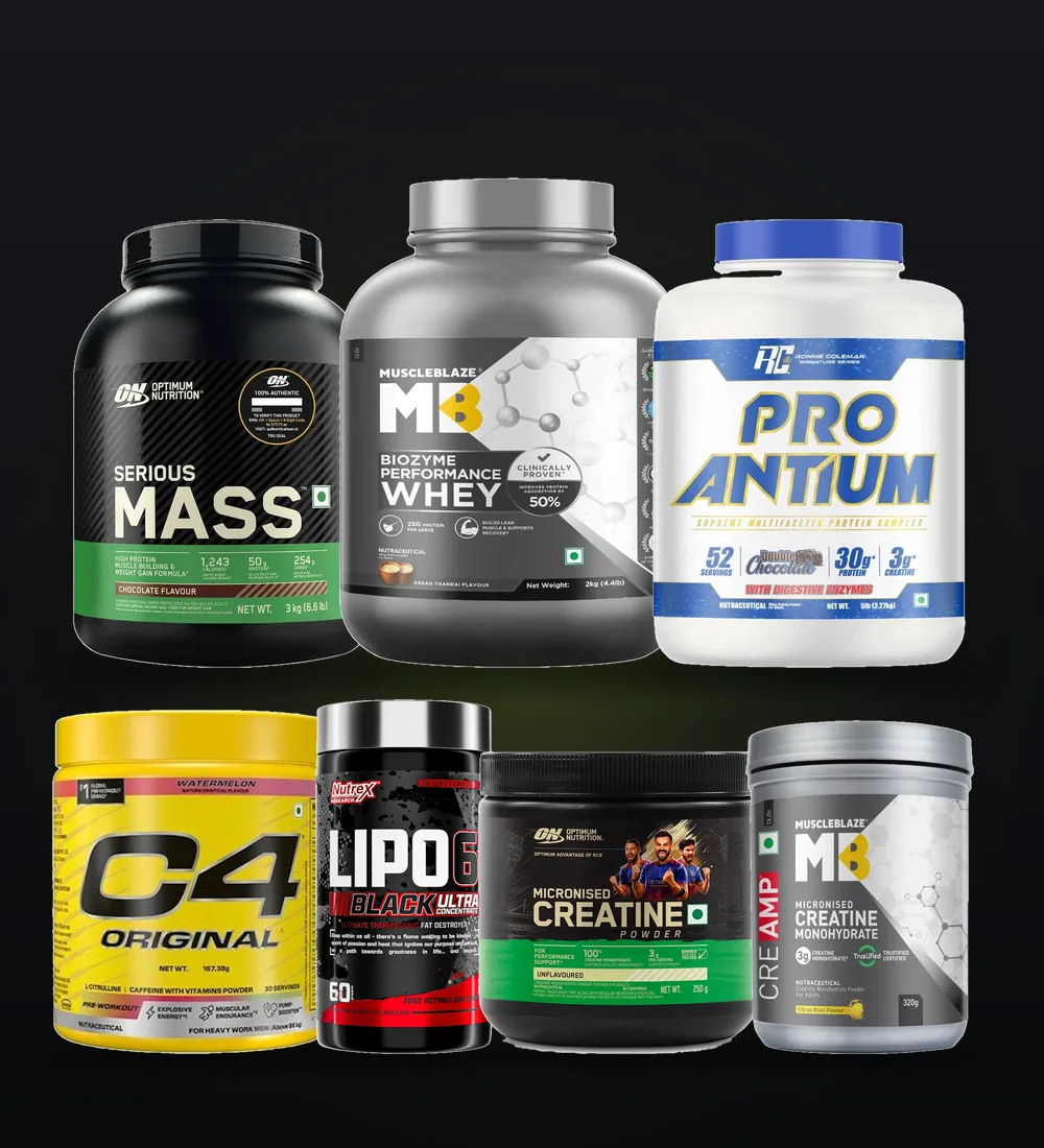 Genuine supplements stocked at Fitlexa — MuscleBlaze, Optimum Nutrition, Cellucor, Nutrex and more